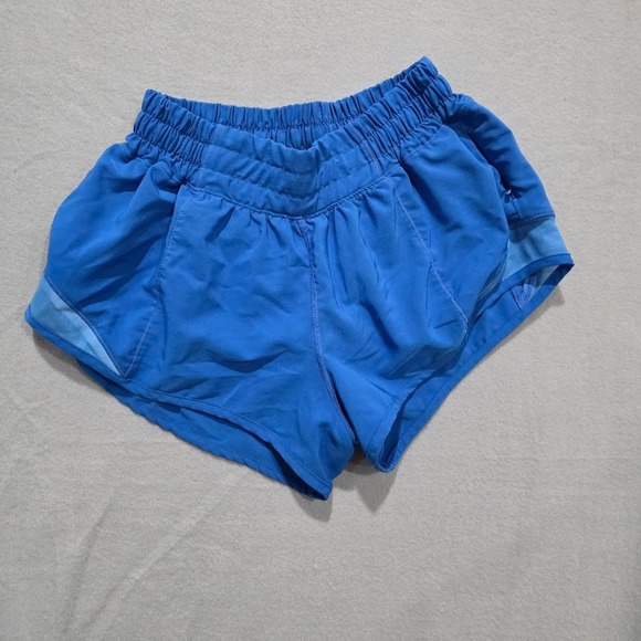 lululemon athletica Pants - Lululemon Hotty Hot High-Rise Lined Running Shorts Blue Mesh Athletic Womens 4